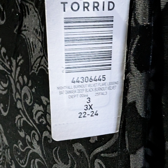Torrid Black Velvet Pants with Floral Pattern - Picture 2 of 4